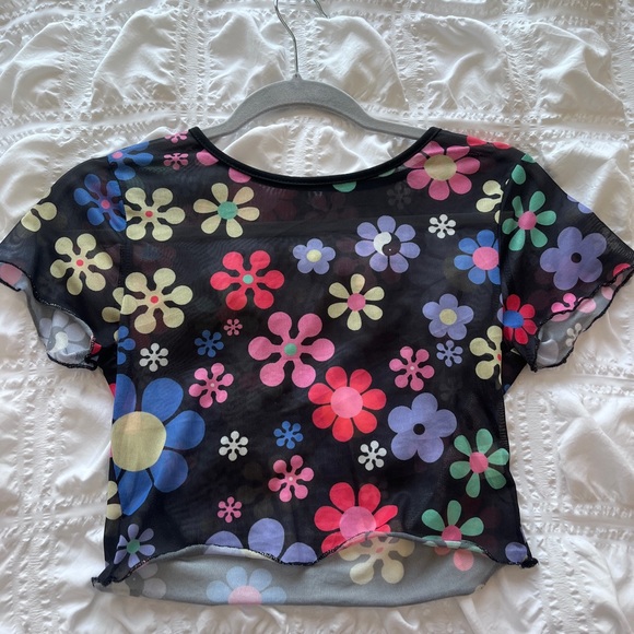 Colorful flower sheer crop top - Picture 1 of 2